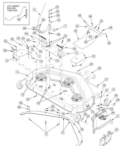44 Inch Deck Assembly Diagram and Parts List for 2518-44 13A208L100-13B288L100 Cub Cadet Lawn Tractor